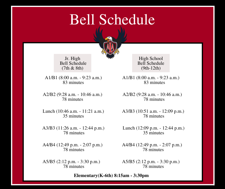 20232024 Bell Schedule American Leadership Academy