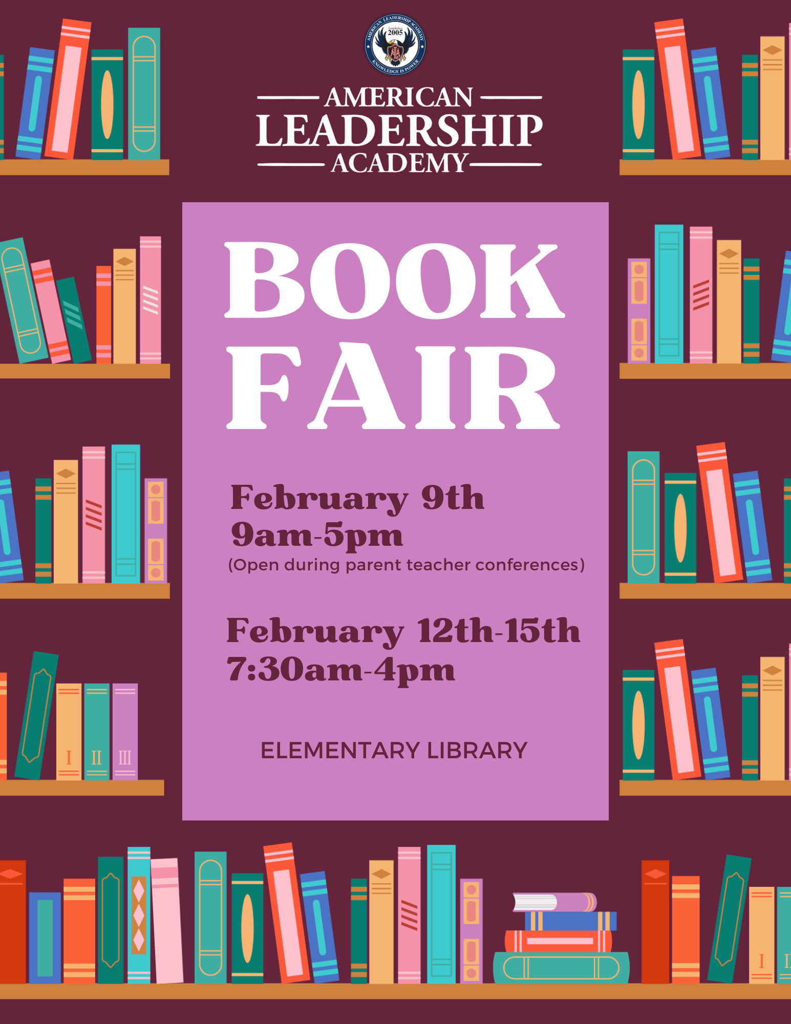 Eagle's Book Fair! February 9th 9am-5pm