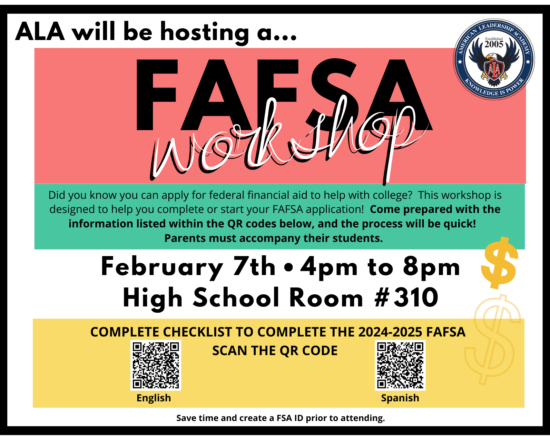 ALA will be hosting a FAFSA Workshop