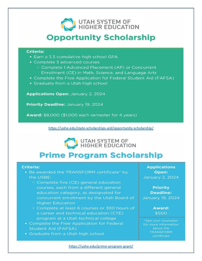 Opportunity and Prime Scholarships for Seniors