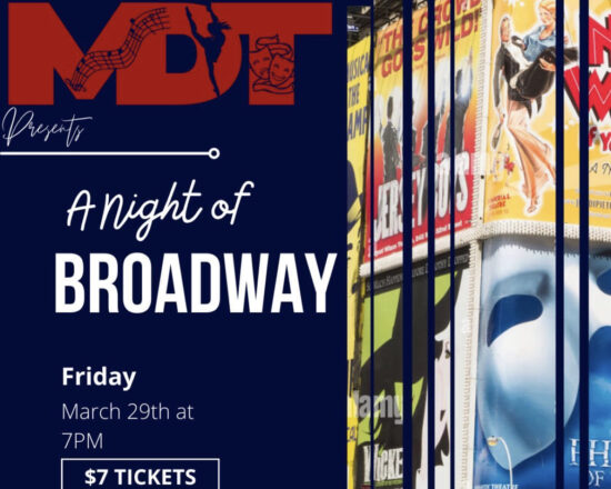 American Leadership Academy MDT presents their Spring Showcase of “A Night of Broadway”, Friday, March 29th at 7pm.  Tickets are $7 and can be purchased at the Jr. High front office.