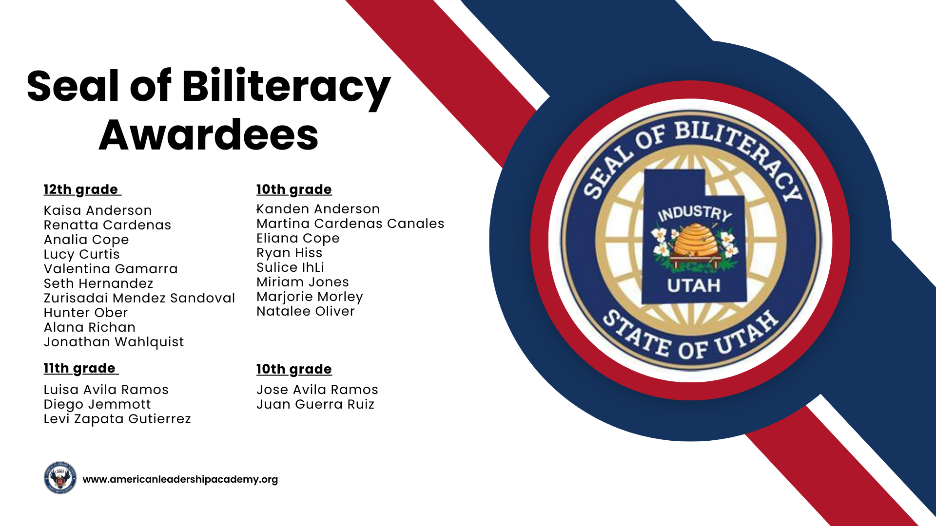 Congratulations to our students who have received the Seal of Biliteracy for 2023-2024.