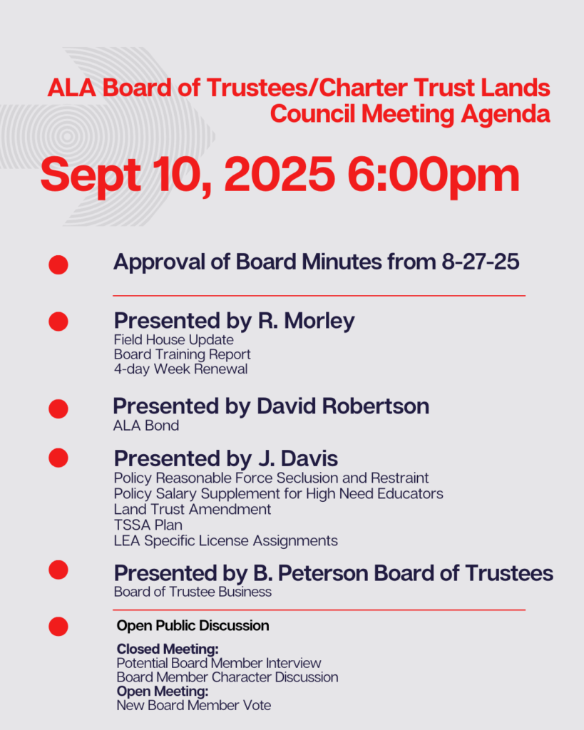 Board meeting agenda